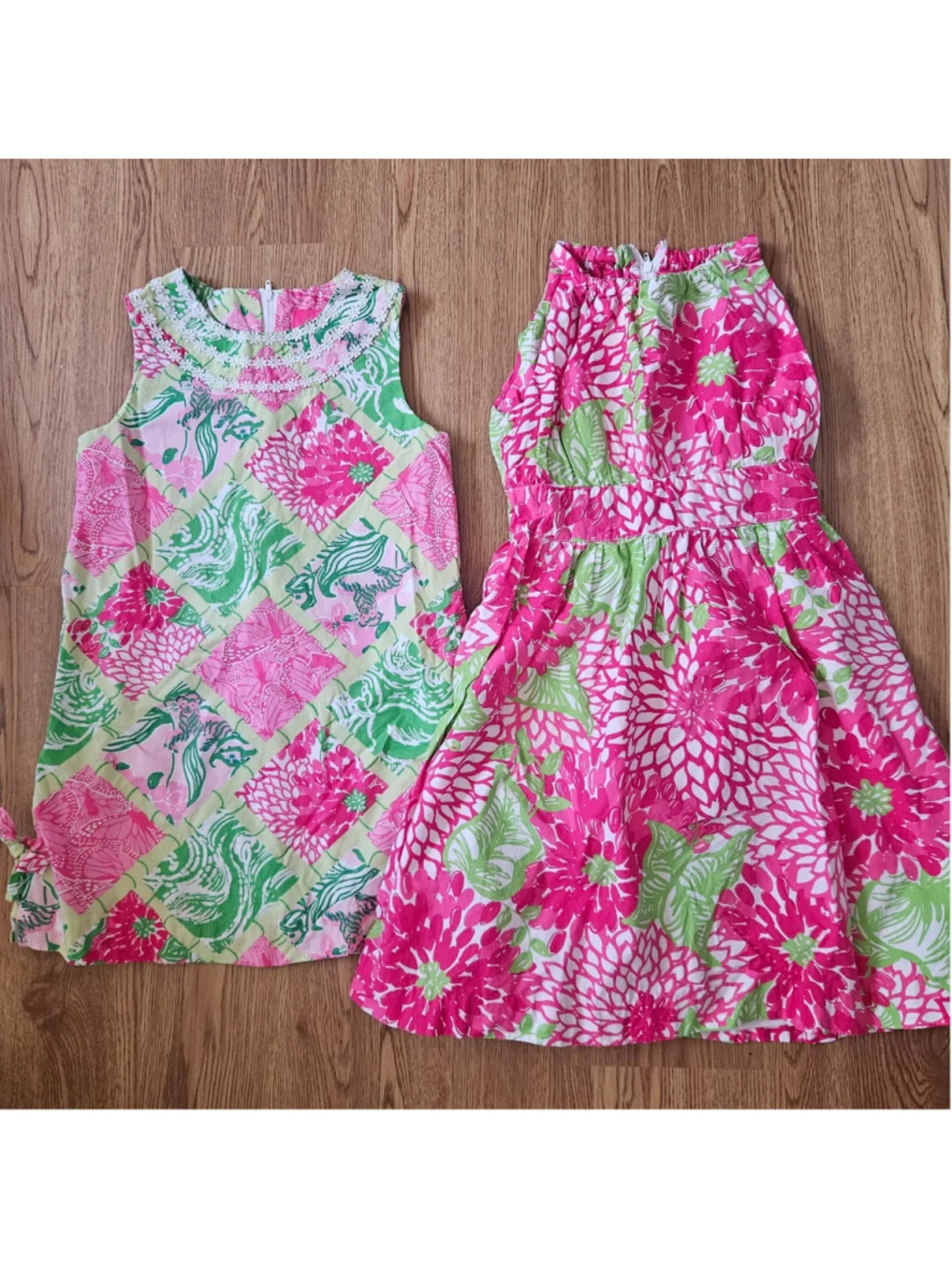 Lilly Pulitzer Jubilee Girls Sleeveless Dresses Floral Girly Girls 7 Set of 2